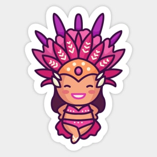 Cute Brazilian Carnival Woman Cartoon Sticker